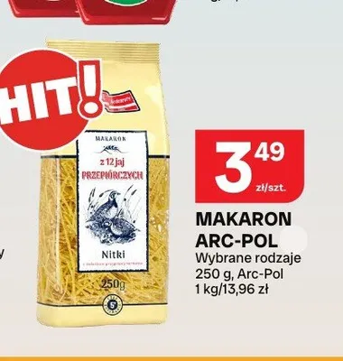 Makaron Arc-Pol Nitki z 12 jaj przepiórczych promocja w Chorten