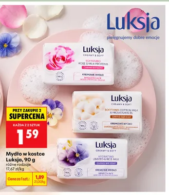 Mydło w kostce Luksja Creamy & Soft Soothing Cotton Milk & Provitamin B5 promocja w Biedronka