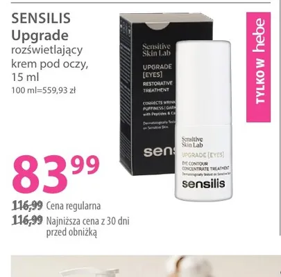 Upgrade rozświetlający krem pod oczy Sensilis promocja w Hebe
