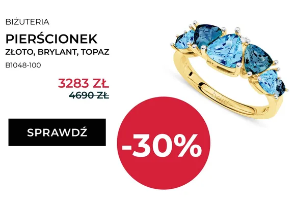 Pierścionek złoto brylant topaz Briju promocja w Briju