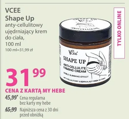 Krem VCEE Shape Up anty-cellulitowy ujędrniający krem do ciała promocja w Hebe