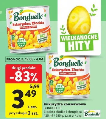 Kukurydza konserwowa złocista słodka i chrupiąca promocja w Intermarche