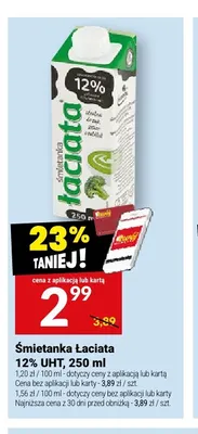 Śmietanka Łaciata UHT 12% promocja w Twój Market
