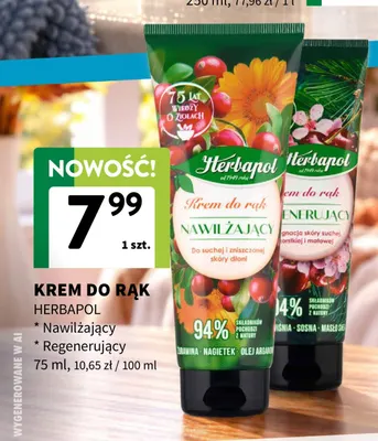 Krem do rąk nawilżający Herbapol promocja w Intermarche