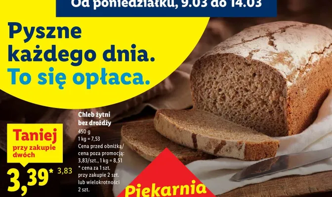Chleb żytni bez drożdży promocja w Lidl