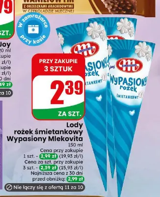 Lody rożek śmietankowy Wypasiony Mlekovita promocja w Dino