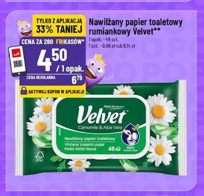 Nawilżany papier toaletowy rumiankowy Velvet promocja w POLOmarket