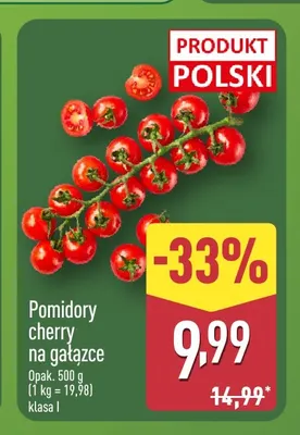 Pomidory cherry na gałązce promocja w Aldi