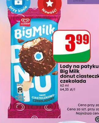 Lody na patyku Big Milk donut ciasteczko czekolada promocja w Dino