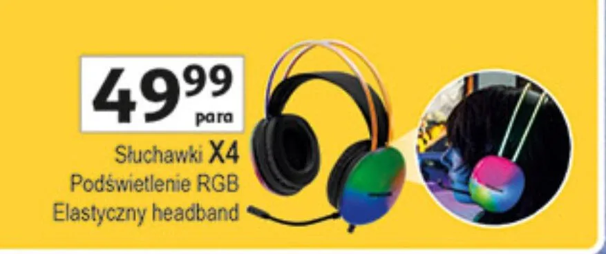 Słuchawki X4 podświetlenie RGB elastyczny headband promocja w Auchan
