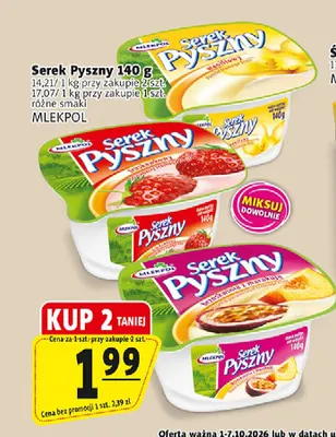 Serek Pyszny brzoskwinia z marakują Mlekpol promocja w Prim Market