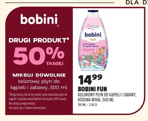 Kolorowy płyn do kąpieli i zabawy Bobini Fun różowa woda promocja w Drogerie Natura