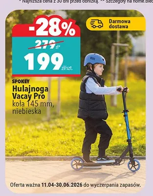 Hulajnoga Vacay Pro SPOKEY koła 145mm niebieska promocja w Biedronka