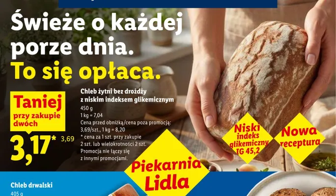 Chleb żytni bez drożdży z niskim indeksem glikemicznym promocja w Lidl