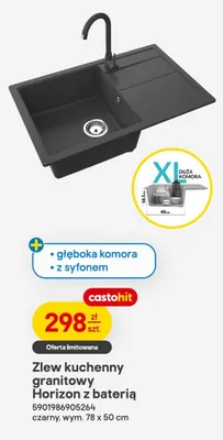 Zlew kuchenny granitowy Horizon z baterią promocja w Castorama