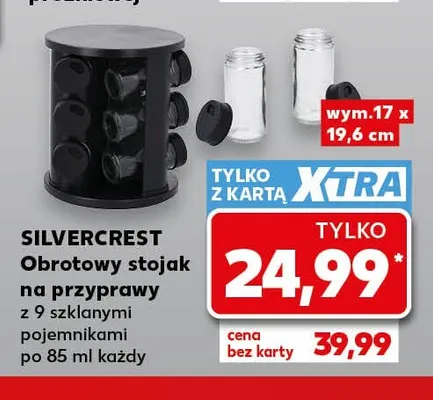 Obrotowy stojak na przyprawy z 9 szklanymi pojemnikami Silvercrest promocja w Kaufland