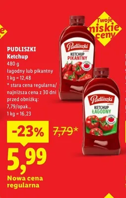 Ketchup pikantny Pudliszki promocja w Lidl