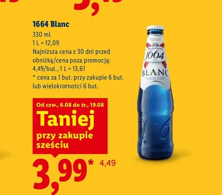 Piwo Kronenbourg 1664 Blanc promocja w Lidl