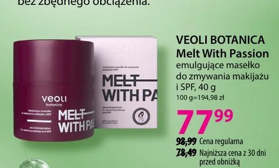 Emulgujące masełko do zmywania makijażu i SPF Melt With Passion promocja w Hebe