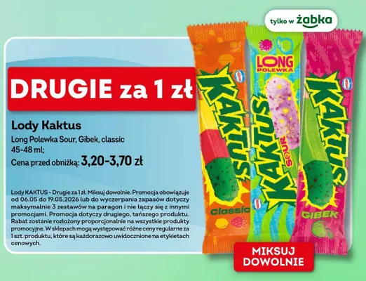 Lody Kaktus Long Polewka Sour promocja w Żabka