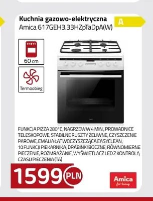 Kuchnia gazowo-elektryczna Amica 617GEH3,33HZpTaDpA(W) promocja w kakto.pl