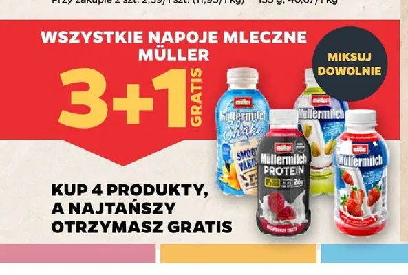 Napój mleczny Müllermilch Protein promocja w Netto