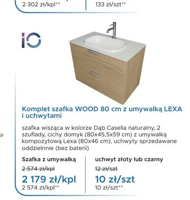Komplet szafka WOOD 80 cm z umywalką LEXA IO promocja w Blu Salony Łazienek