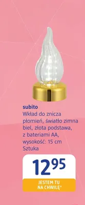 Wkład do znicza płomień światło zimna biel złota podstawa z bateriami Aa Subito promocja w Drogerie DM