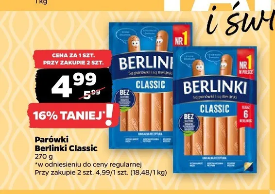 Parówki Berlinki Classic promocja w Netto