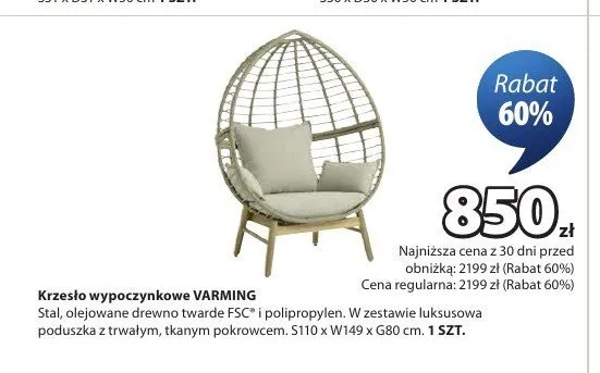 Krzesło wypoczynkowe Varming promocja w Jysk