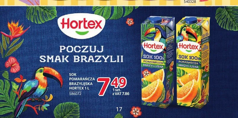 Sok 100% Pomarańcza Brazylijska Hortex promocja w Selgros