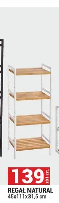 Regał naturalny 45x111x31,5 cm promocja w Merkury Market