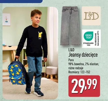 Jeansy dziecięce L&D para promocja w Aldi