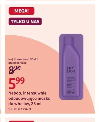 Intensywnie odbudowująca maska do włosów Neboa promocja w Rossmann