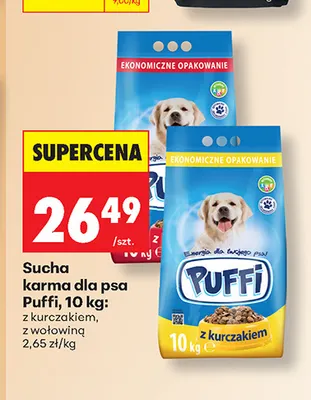 Sucha karma dla psa Puffi z wołowiną promocja w Biedronka
