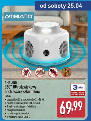 360° ultradźwiękowy odstraszacz owadów promocja w Aldi