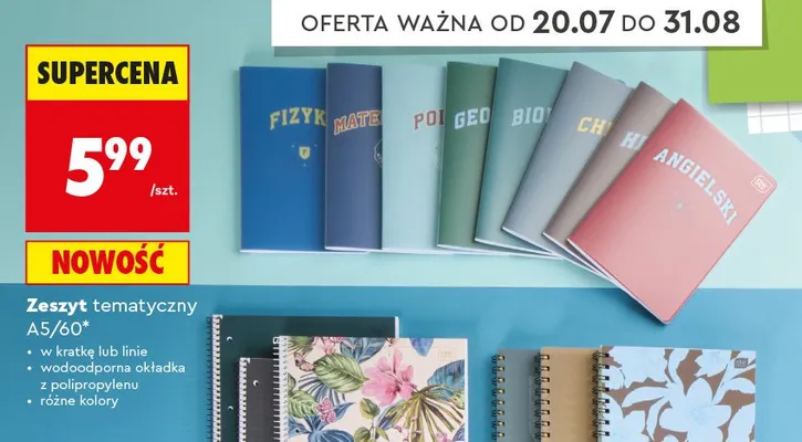 Zeszyt tematyczny A5/60 w linie Interdruk promocja w Biedronka
