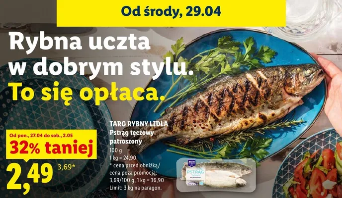Pstrąg tęczowy patroszony Targ Rybny Lidla promocja w Lidl