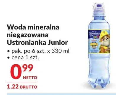 Woda mineralna niegazowana Ustronianka Junior promocja w Makro