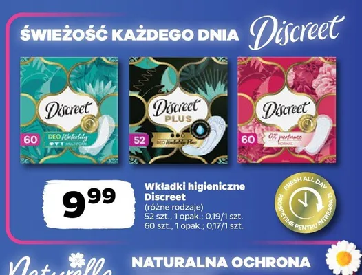Wkładki higieniczne Discreet Plus Deo Waterlily Plus promocja w Netto