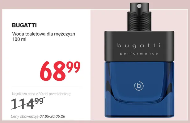Woda toaletowa dla mężczyzn BUGATTI Performance promocja w Rossmann