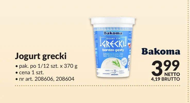 Jogurt grecki Bakoma promocja w Makro