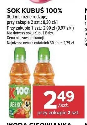 Sok Kubuś 100% jabłko promocja w Stokrotka