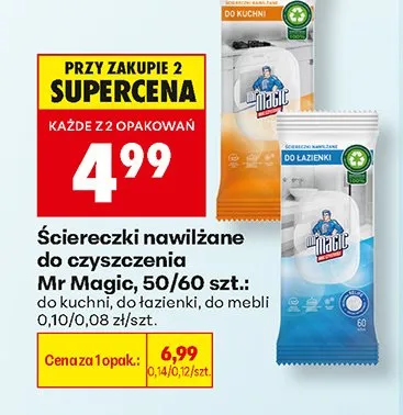 Ściereczki nawilżane do czyszczenia do kuchni Mr Magic promocja w Biedronka