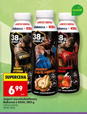 Jogurt wysokobiałkowy Bakoma x KSW banan-cytryna promocja w Biedronka