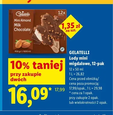 Lody mini migdałowe Gelatelli promocja w Lidl
