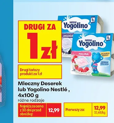 Yogolino Nestlé 4-pak 100 g promocja w Biedronka