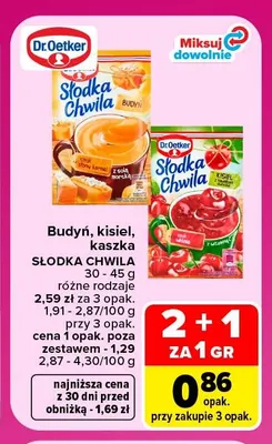 Budyń, kisiel, kaszka Słodka Chwila Dr.Oetker promocja w Carrefour