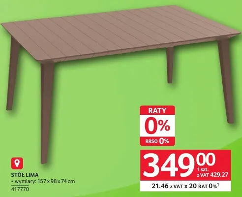 Stół Lima 157x98x74cm promocja w Selgros