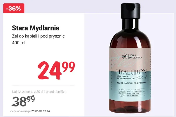 Żel do kąpieli i pod prysznic Stara Mydlarnia Hyaluron promocja w Rossmann